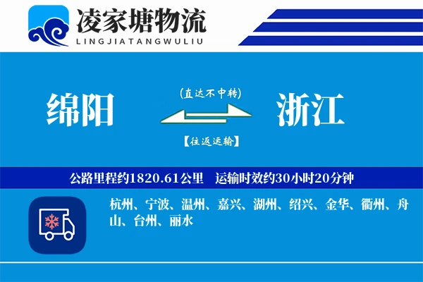 绵阳到浙江物流专线
